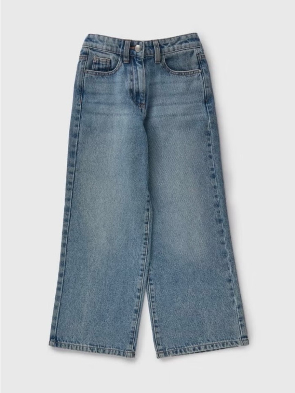 Wide Leg Girls Jeans in Light Blue Denim